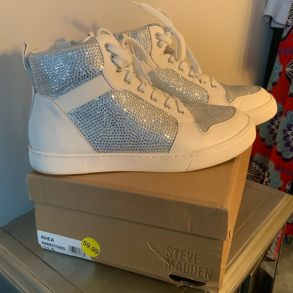 White Bling Tennis Shoes